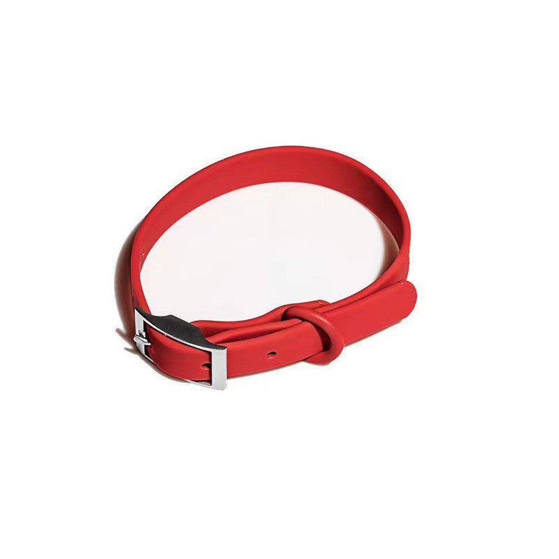 Wipe clean PVC dog collar and lead set shown in several colour options