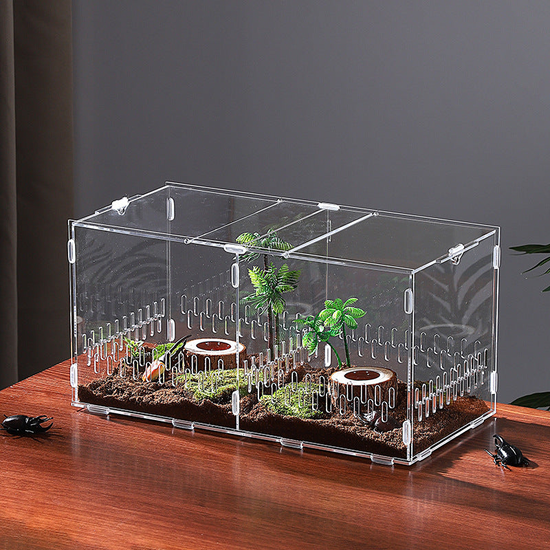 Clear acrylic reptile habitat box, photo from another angle