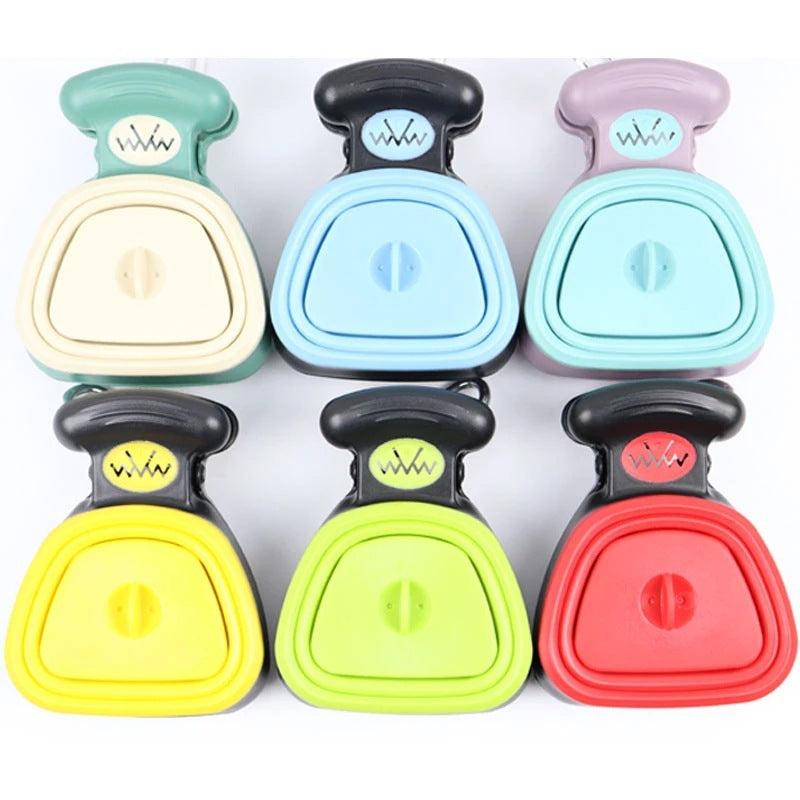 Dog poop scoopers in four colours with refill bags