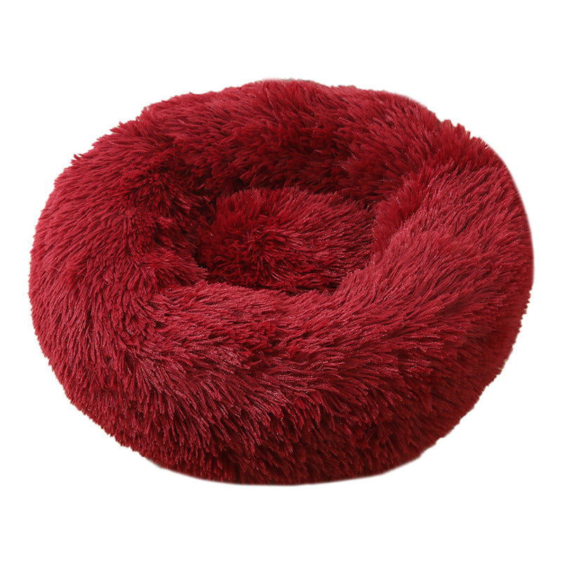 Light grey round deep sleep pet bed with soft plush, photo 69