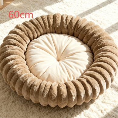 Round Flannel Pet Bed Cushion with PP Cotton Filling