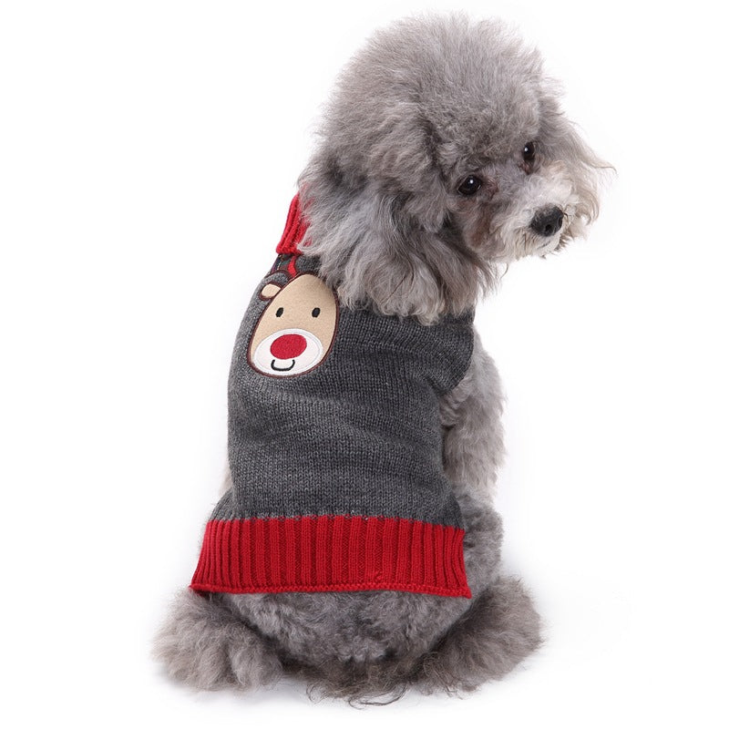 Grey Christmas reindeer knitted dog jumper, in Grey Reindeer, sizes 2XS to 2XL, image 3