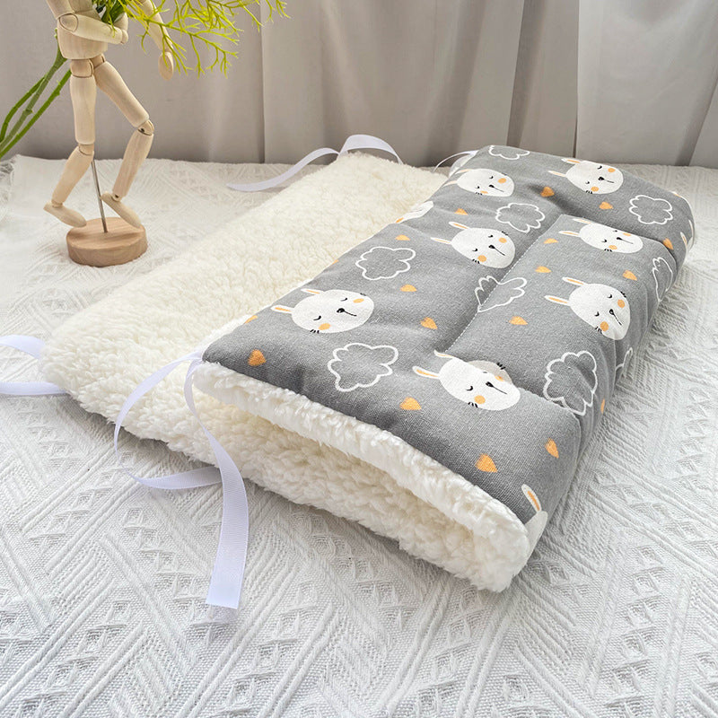 Blue cat print warm fleece pet mat for cats, photo 10