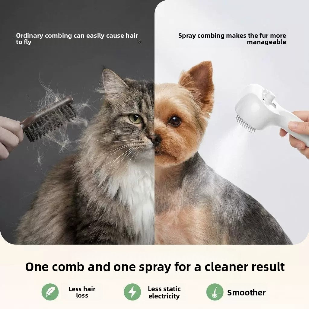Steam Spray Massage Brush with No-Rinse Essence for Pets