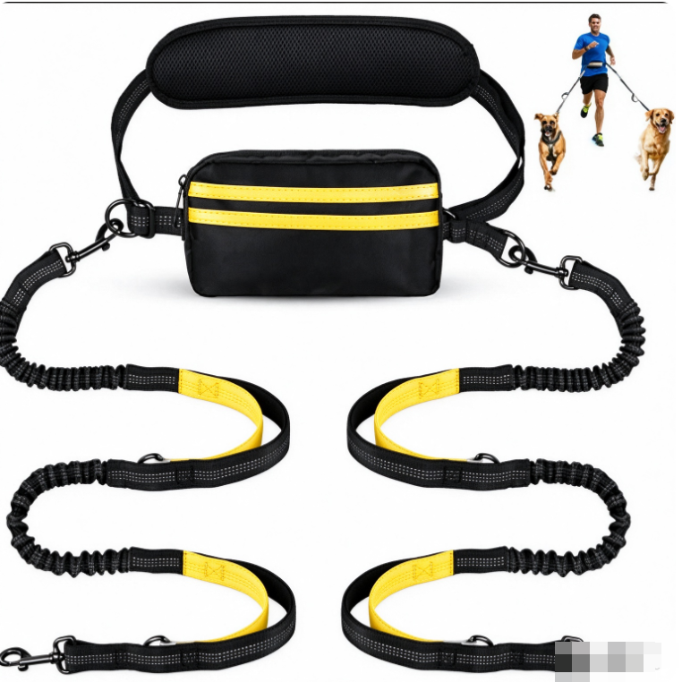 Hands-free dog running lead with waist belt and bungee, ideal for everyday use