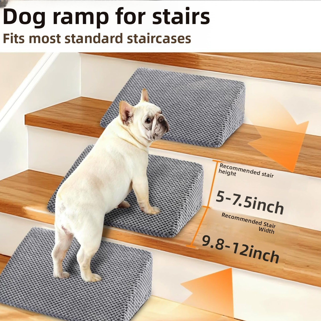 Detachable grey foam pet step with washable cover, photo 2 of 5