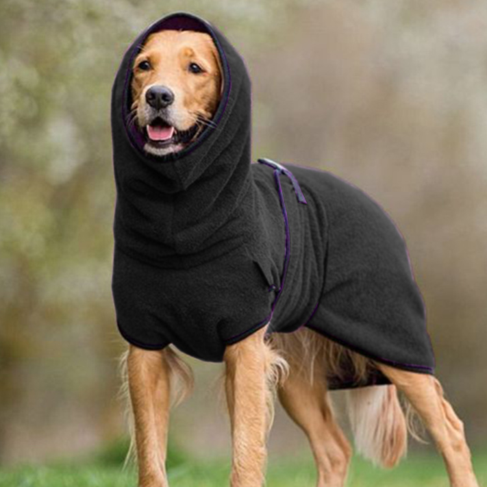 Polar fleece dog jumpers shown in seven colours