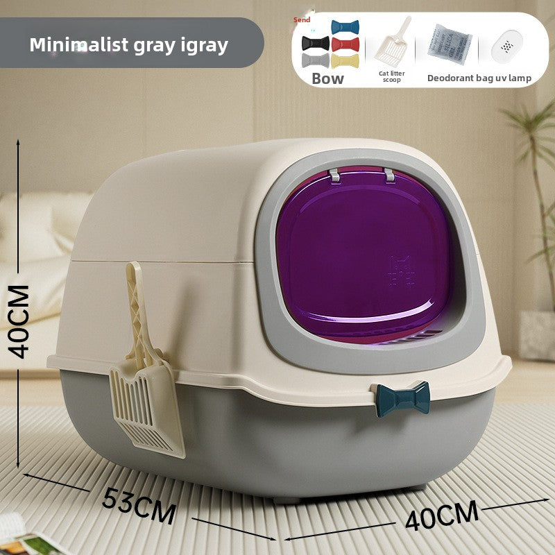Modern Enclosed Cat Litter Box with Butterfly Entrance, UV Option