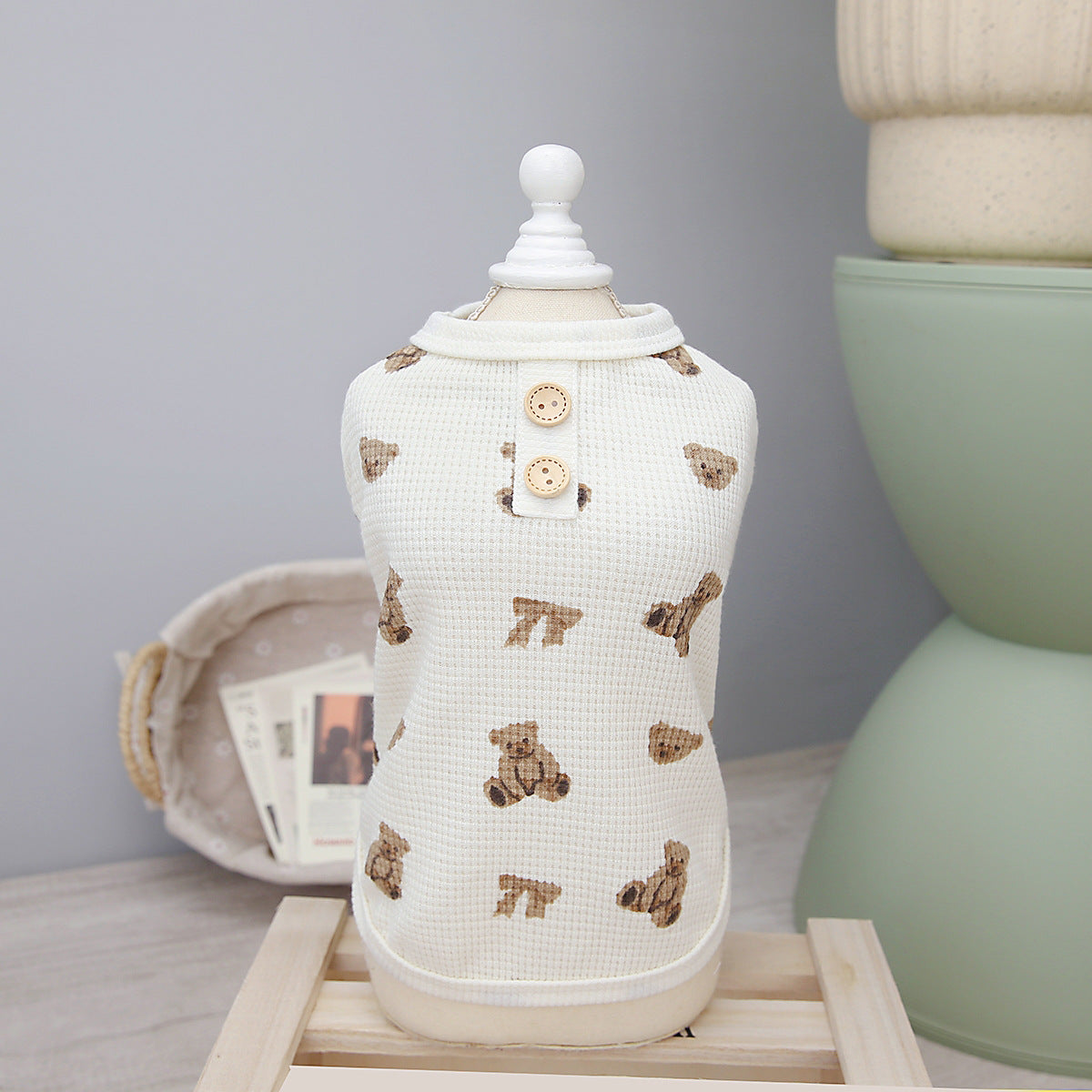 Bear print dog home wear pyjamas in Bear Four-Leg Pyjamas, showing size and shape