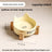 Anti-Spill Ceramic Pet Bowl with Wooden Stand and Cat Ear, Paw or Fish Bone Design