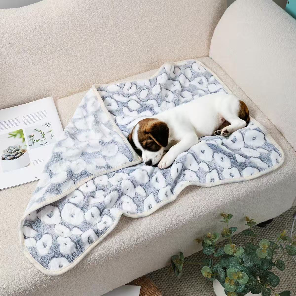 Small coral fleece pet mat, alternative angle view