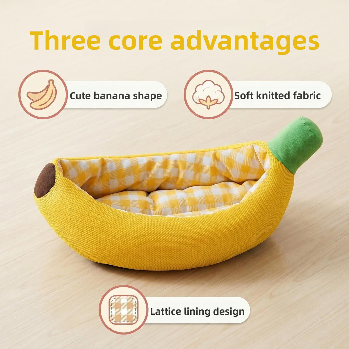 Banana Shape Semi-Enclosed Pet Bed with Waterproof Base