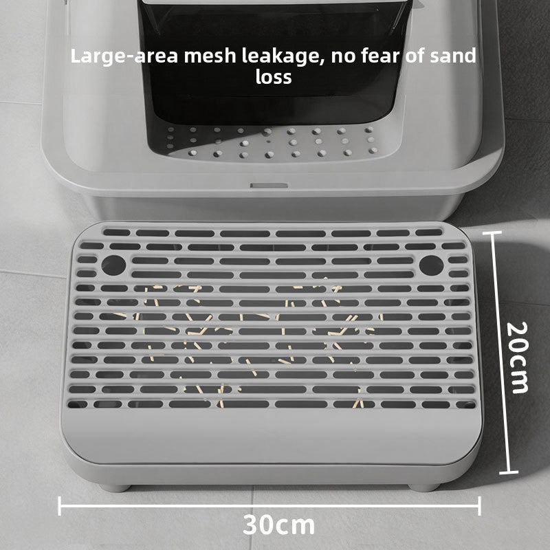 Double Layer Cat Litter Tray with Sifting Grid and Leak Guard
