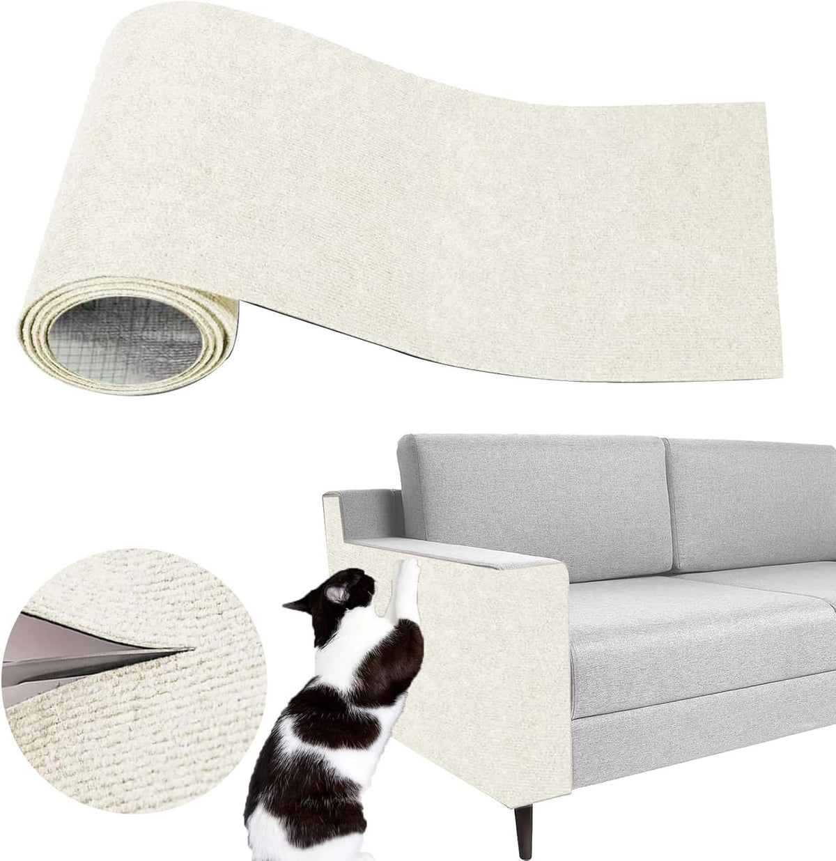 Light grey self-adhesive cat scratching mat for walls, photo 56