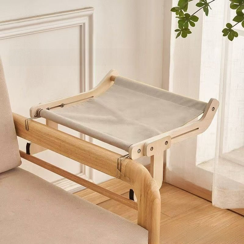 Wall mounted wooden cat hammock with removable padded mat, view 12 of 12