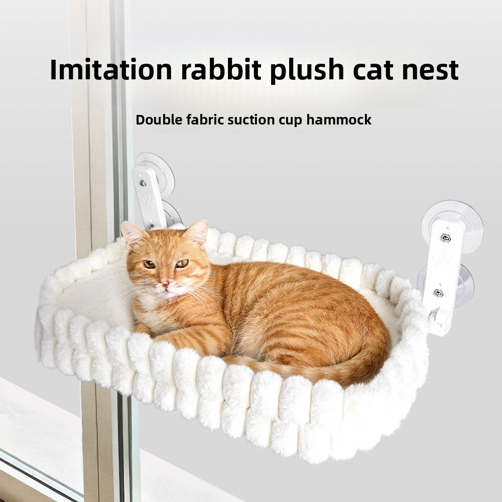 Double sided cat window hammock with suction cups and plush cushion, view 1 of 9