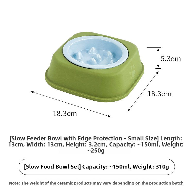 Ceramic Slow Feeder Pet Bowl with Removable Yogurt Box and Non-Slip Base in Seven Colours