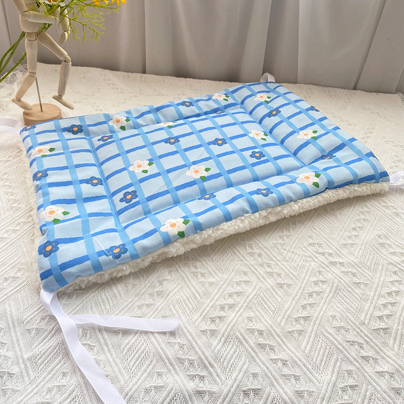 Blue cat print warm fleece pet mat for cats, photo 41