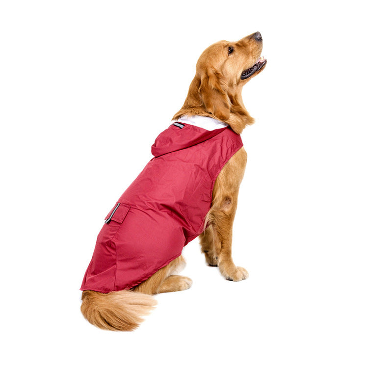Hooded reflective nylon rain poncho for large dogs, product image 4