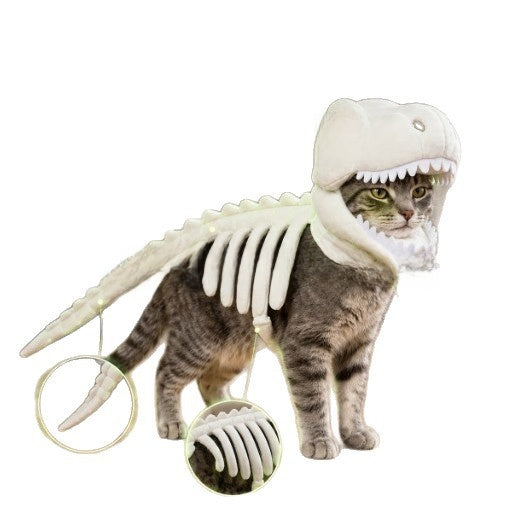 Dinosaur skeleton pet costume with glow option for dogs and cats, image 1