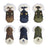 Hooded padded dog jacket with faux fur collar in Brown, showing size and shape