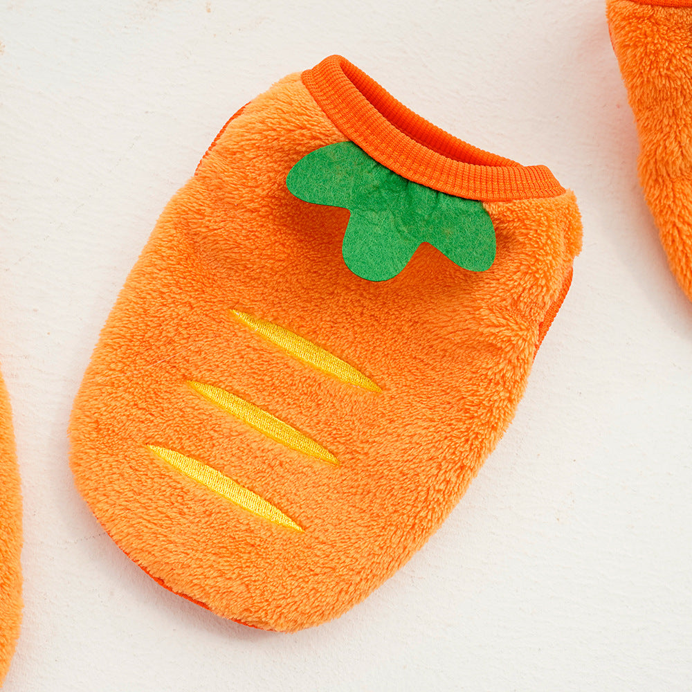 Orange carrot fleece vest for small dogs, product image 7