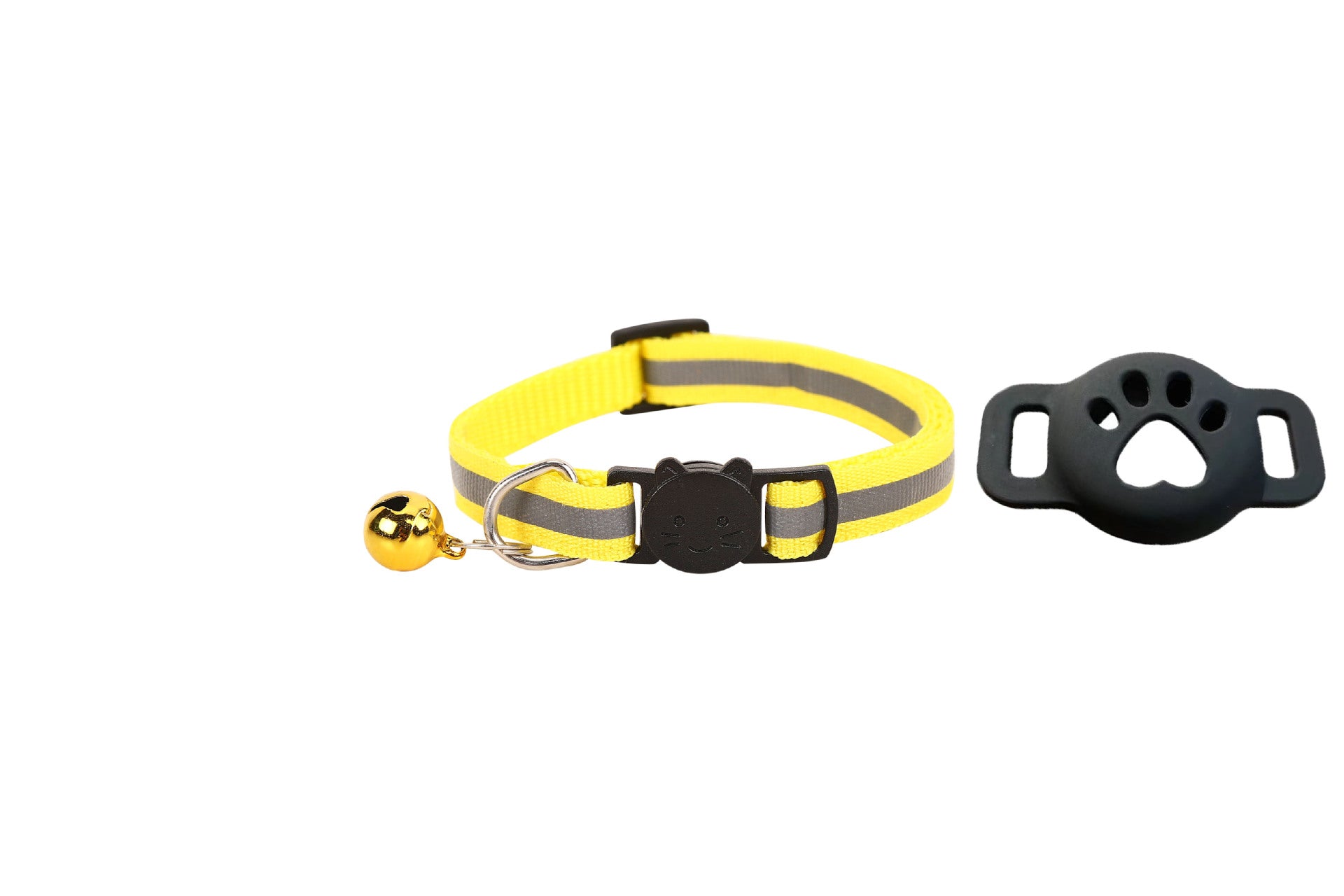 Reflective breakaway cat collar with silicone AirTag holder sleeve and bell, view 23