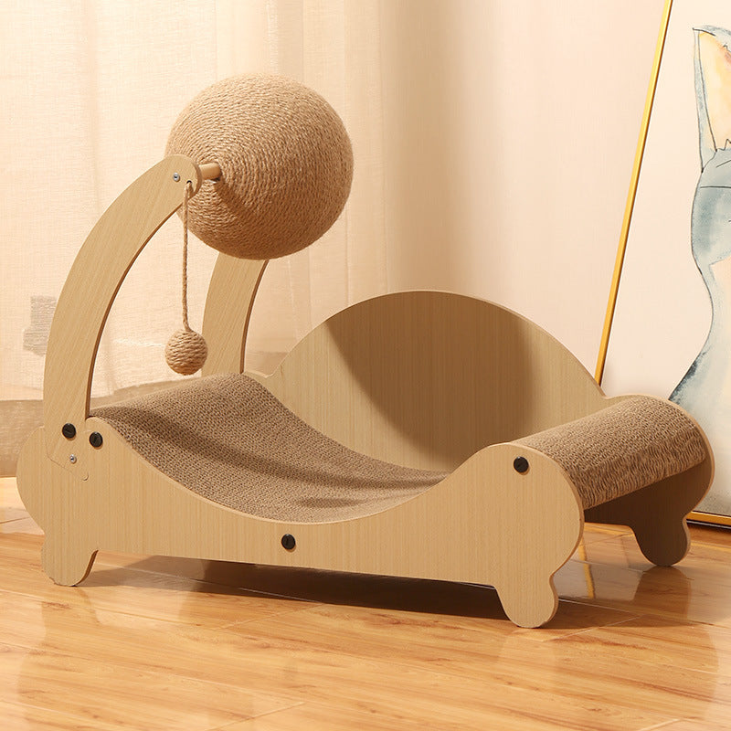 Corrugated cardboard cat scratcher rocking lounge with mat, photo 2 of 29