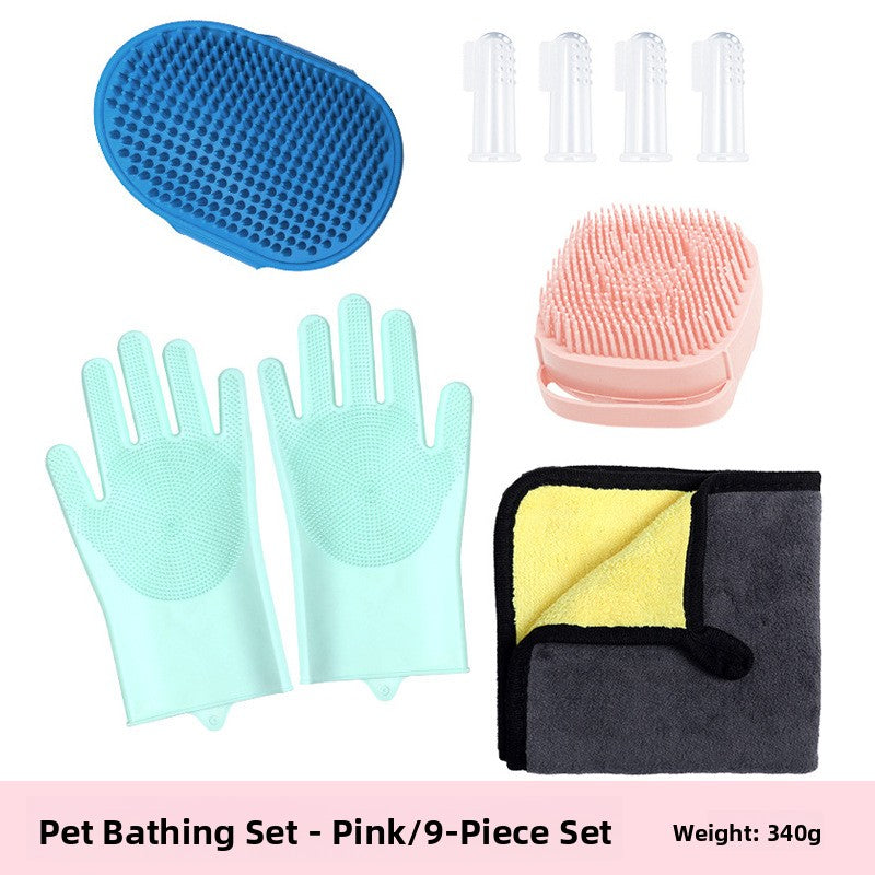 Silicone Pet Grooming and Bath Gloves Set, Anti-Scratch Protection