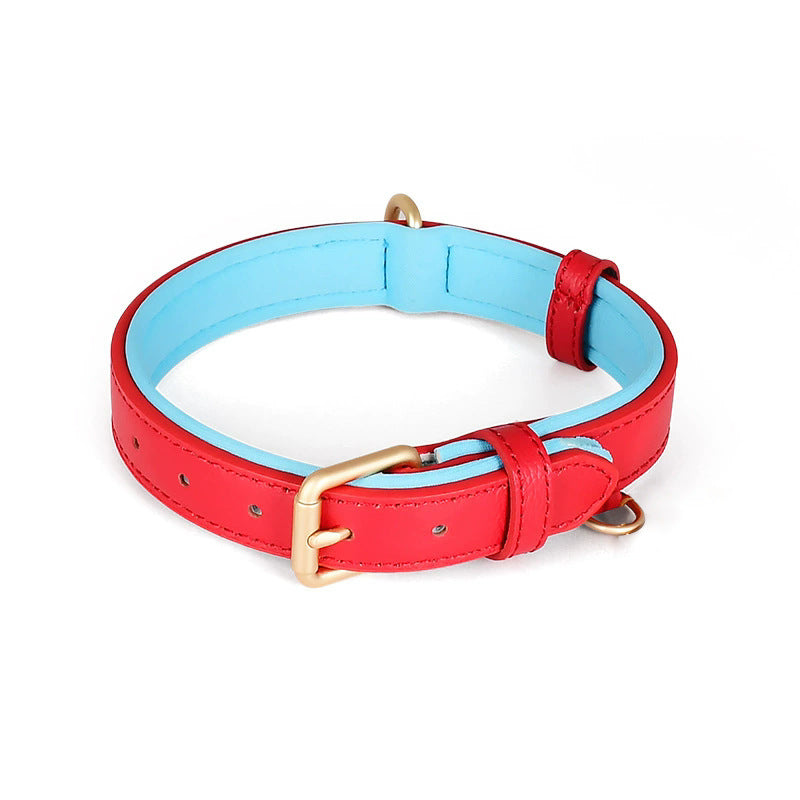 Classic dog collar and lead shown in grey, pink, red and black