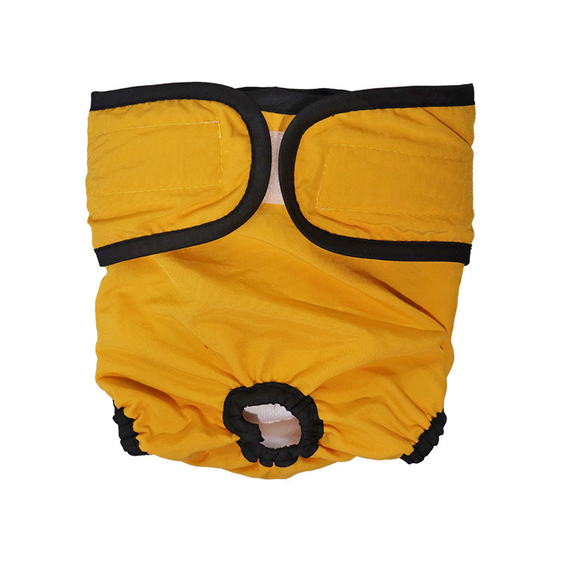 Reusable dog hygiene pants with hook and loop fastening in Male Red, close-up detail