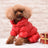 Thick fleece four-leg dog onesie in Gold, close-up detail