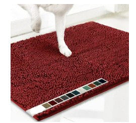 Absorbent chenille pet mat with non-slip base in grey, photo 11