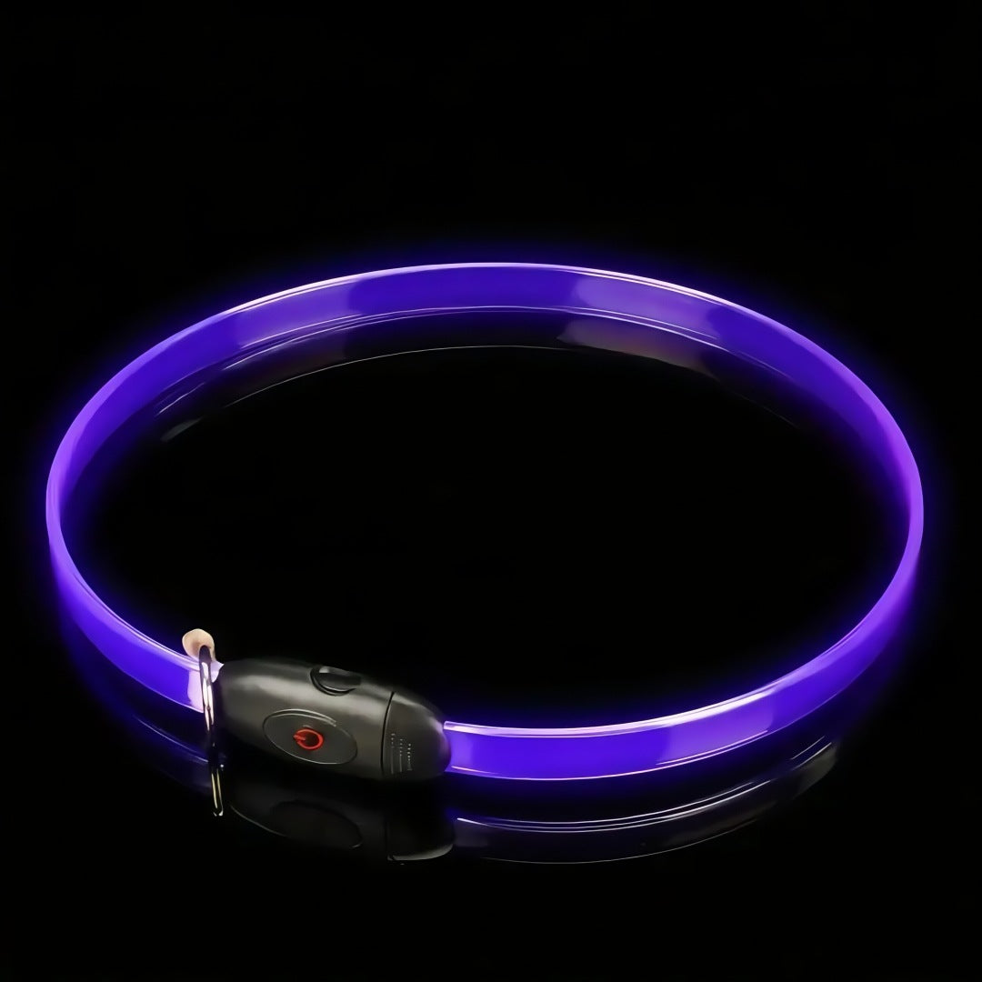 LED light up dog collar with reflective strip for night, view 5
