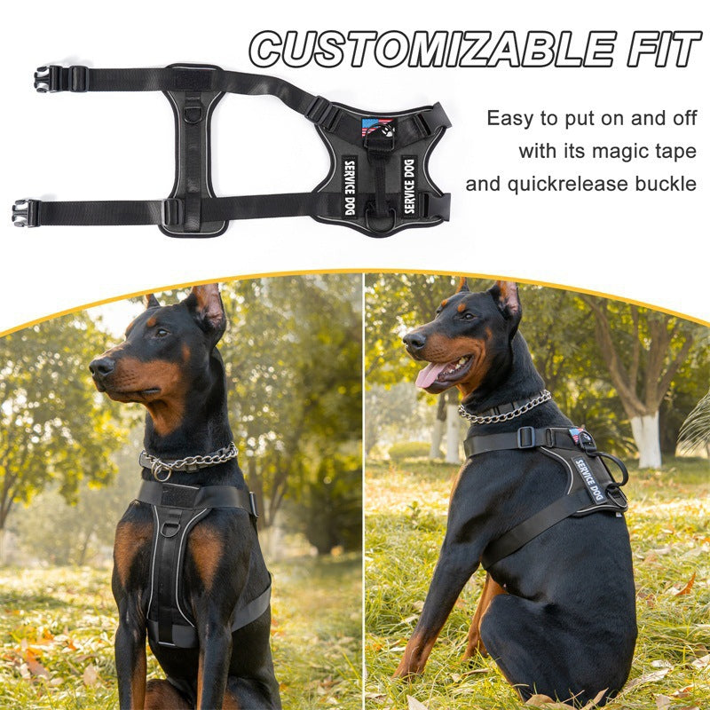 Reflective tactical dog harness and lead set, 5 sizes available