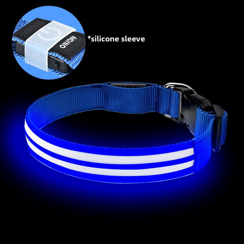 Fibre optic LED dog collar glowing in the dark, product image 7