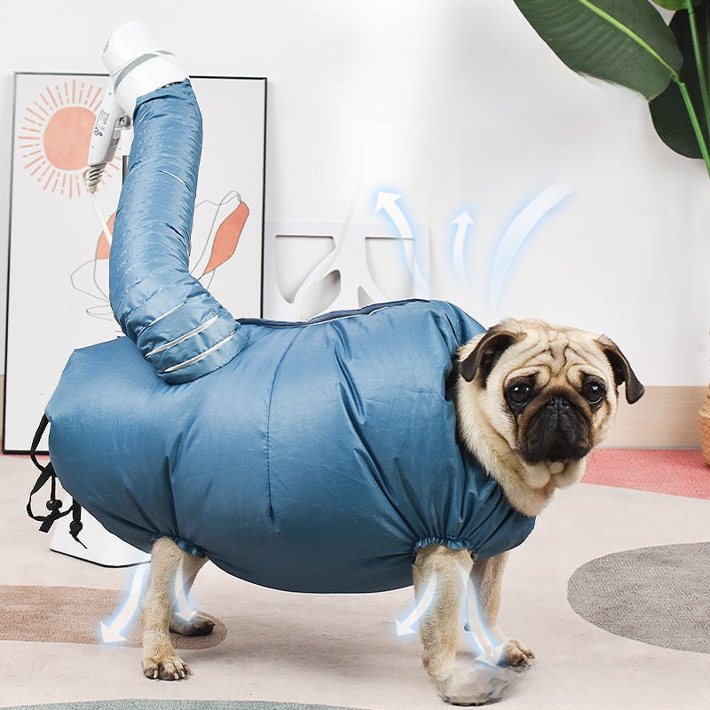 Foldable pet drying bag in Oxford cloth with head opening