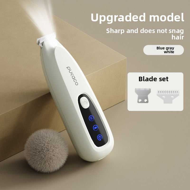 Thumb-Grip Pet Hair Clipper with Wide Blade Head, Quiet USB Kit