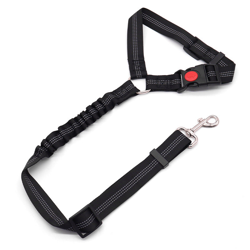 Nylon dog car seat belt leads in nine colours