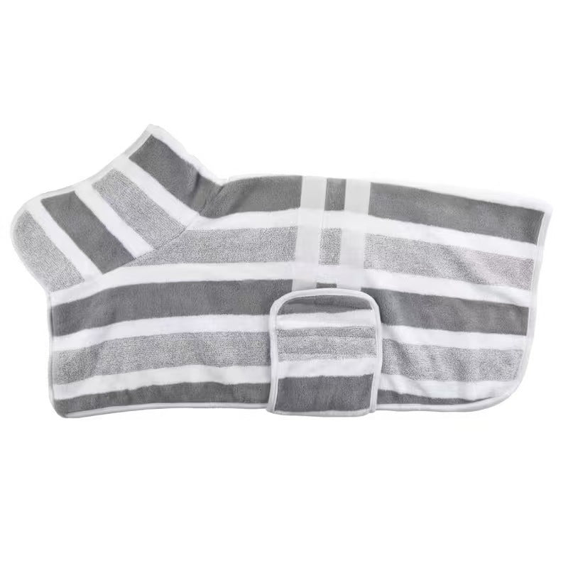 Striped coral fleece dog bathrobe, available in 5 colours, image 19