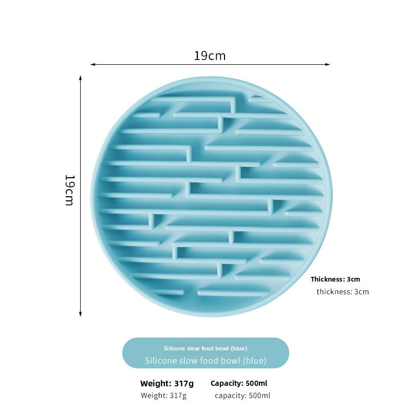 Silicone Slow Feeder Bowl with Suction Base for Cats and Dogs in Striped Design