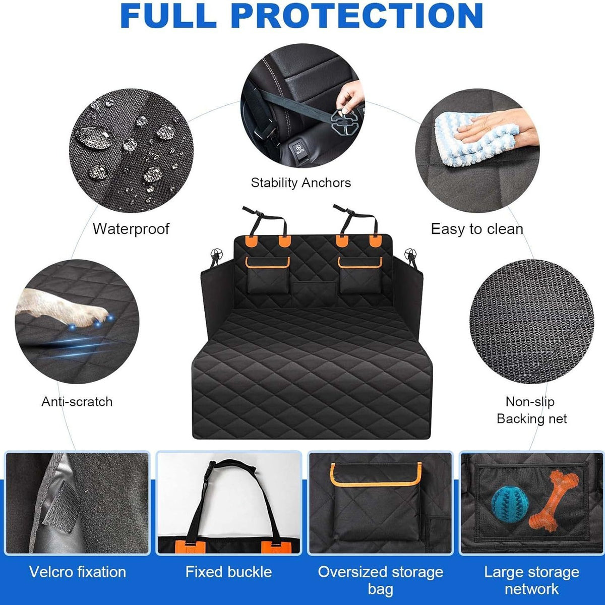 Black waterproof pet car boot mat for dogs, photo 3