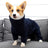Adjustable high neck fleece coat for large dogs in Navy Blue, close-up detail