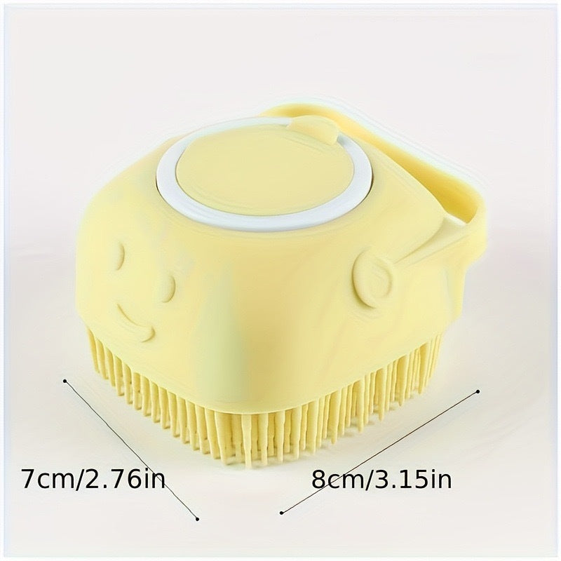 Silicone Dog Bath Brush with Shampoo Dispenser, Soft Massage Bristles