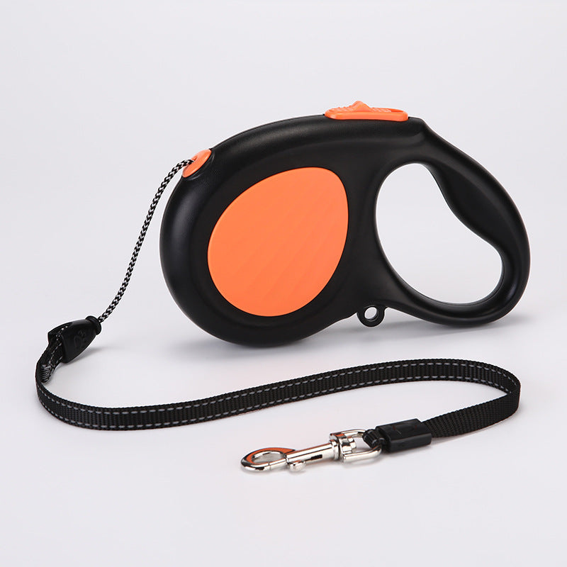 Round cord retractable lead with non slip handle in pink