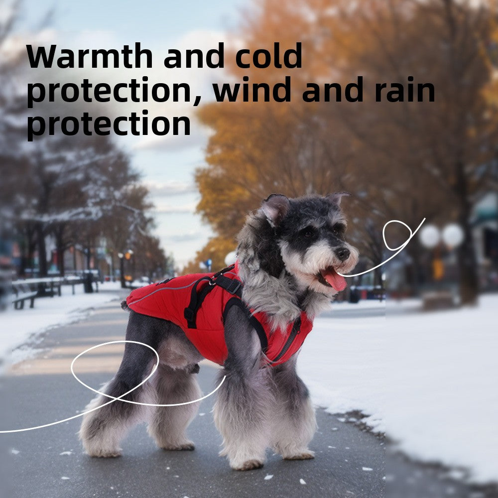 Padded dog coat with faux fur collar, available in 4 colours, image 2