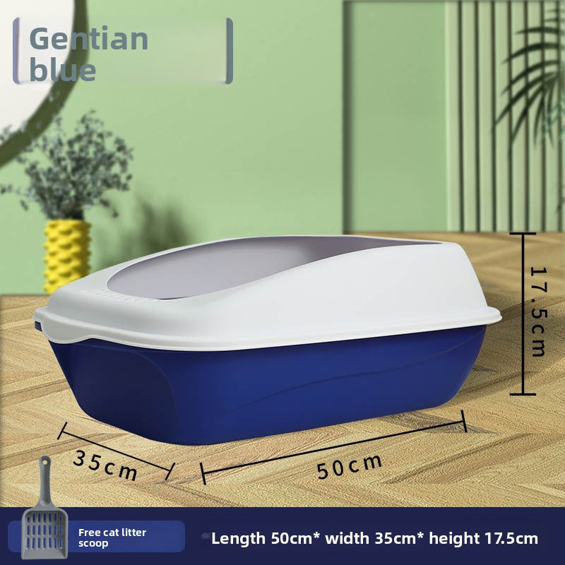 Large Semi-Enclosed Cat Litter Box with Scoop and High Splash Guard