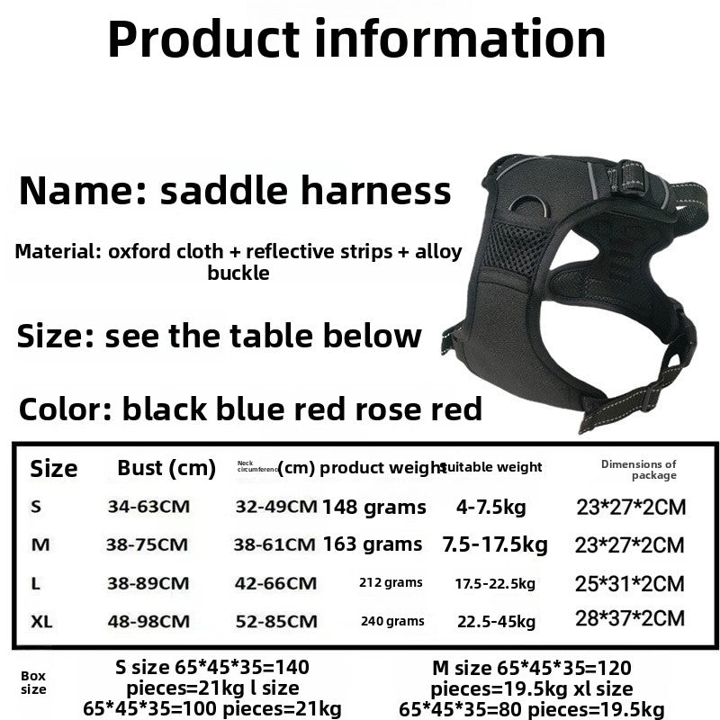 H shape reflective dog harness for medium and large dogs in black, view 2