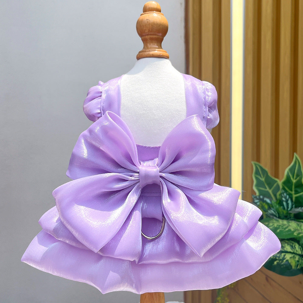 Lace pet wedding dress for small dogs and cats in Purple, size 2XL