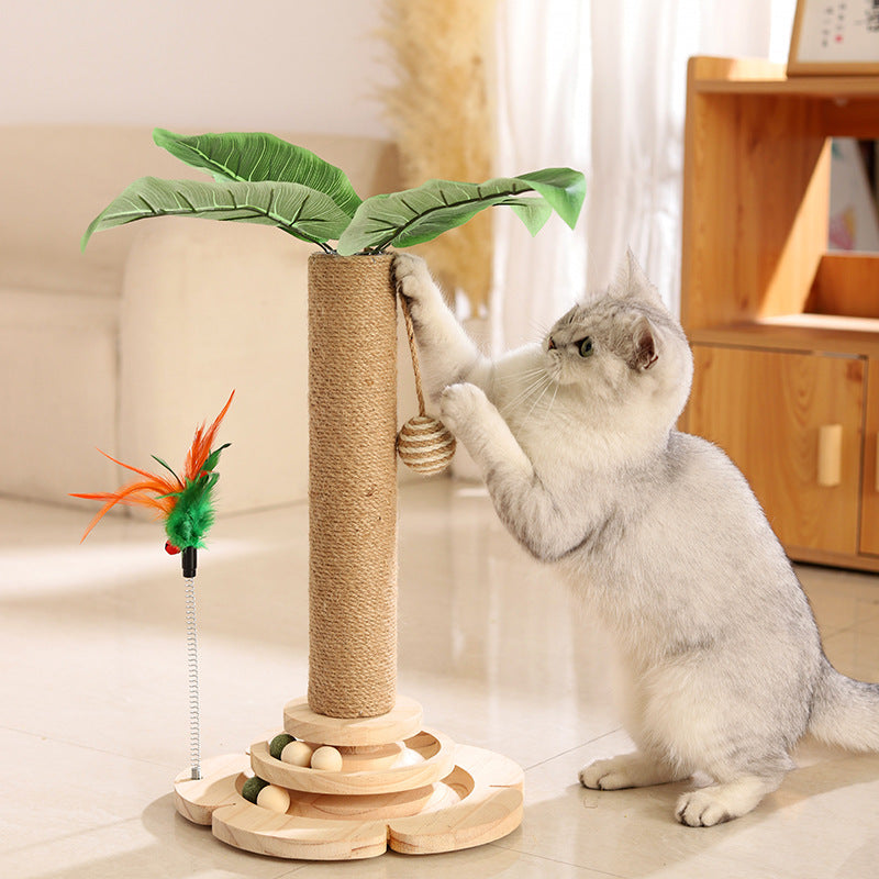 Plant style sisal cat scratching post with leaves, photo 1 of 19